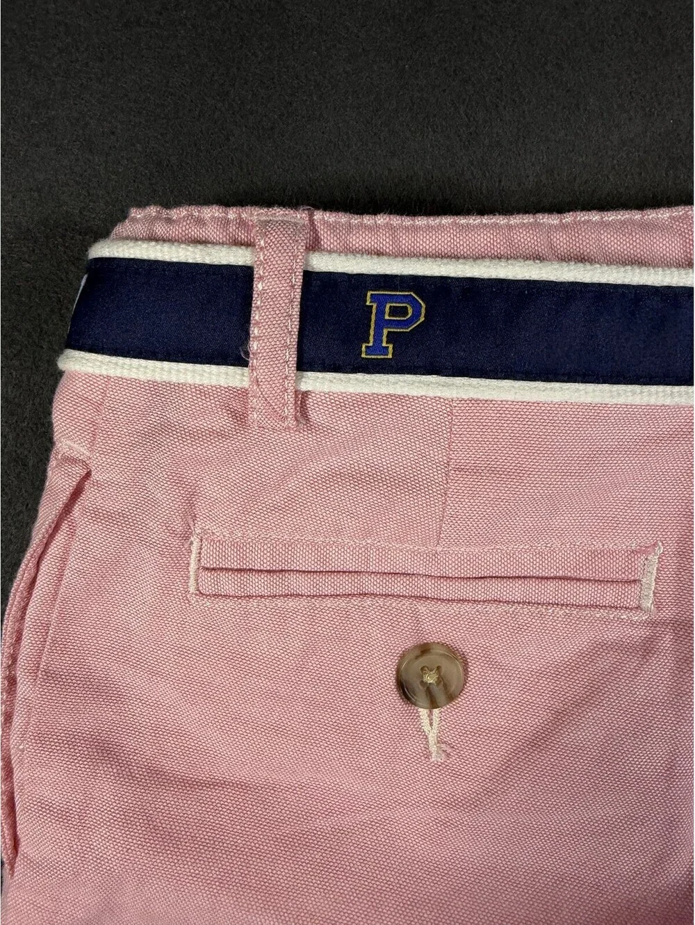 NWT Polo Ralph Lauren Boys Stretch Oxford Belted Shorts Size 5 Pink Navy Belt 67